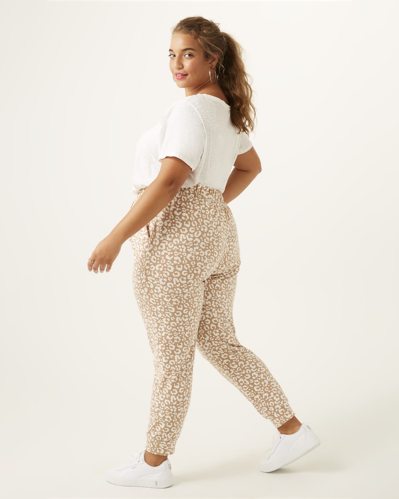 Plus size model with apple body shape wearing Maude Pull-On Printed Maude Joggers by Socialite | Dia&Co | dia_product_style_image_id:163788